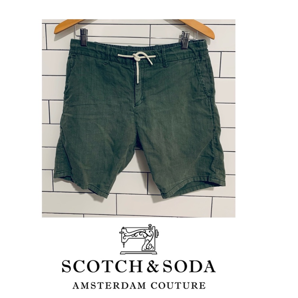 Scotch & Soda linen blend rope tie Shorts army green 30